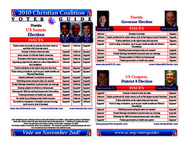 2010 Christian Coalition  V O T E R Florida  US Senate