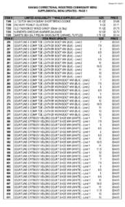 Revised[removed]KANSAS CORRECTIONAL INDUSTRIES COMMISSARY MENU SUPPLEMENTAL MENU UPDATES - PAGE 1 ITEM # 7249