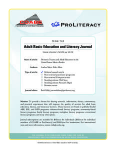 From the  Adult Basic Education and Literacy Journal Volume 4, Number 3, Fall 2010, pp[removed]  	 Name of article:
