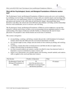 MCAT2015 Psychological, Social, and Biological Foundations of Behavior Section Description