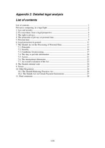 Appendix 2: Detailed legal analysis List of contents List of contents .............................................................................................................. 1 Pervasive computing, in a legal light