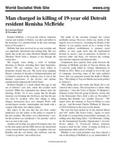 World Socialist Web Site  wsws.org Man charged in killing of 19-year old Detroit resident Renisha McBride