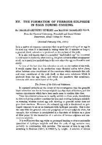 XV. THE FORMATION OF FERROUS SULPHIDE IN EGGS DURING COOKING. BY CHARLES KENNETH TINKLER AND MARION CROSSLAND SOAR.