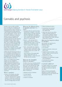 helping families & friends find better ways  Cannabis and psychosis Cannabis is the most widely used illicit drug in Australia and is recognised as the third most prevalent drug of dependence