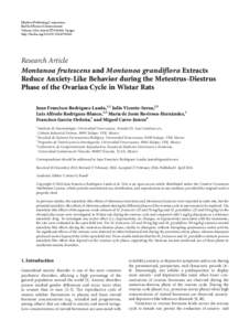 Montanoa frutescens and Montanoa grandiflora Extracts Reduce Anxiety-Like Behavior during the Metestrus-Diestrus Phase of the Ovarian Cycle in Wistar Rats