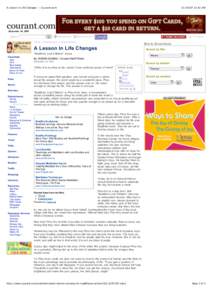 A Lesson In Life Changes -- Courant.com:42 AM December 18, 2007 Search