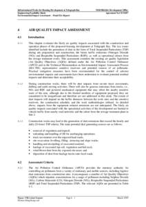 Infrastructural Works for Housing Development at Telegraph Bay Engineering Feasibility Study Environmental Impact Assessment - Final EIA Report TDD HKI&Is Development Office Agreement No CE 92/97