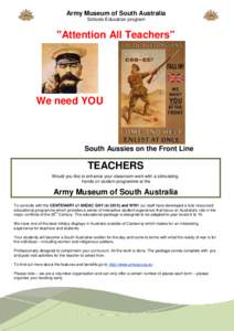 Army Museum of South Australia Schools Education program 