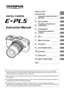 Table of Contents Quick task index DIGITAL CAMERA  Instruction Manual