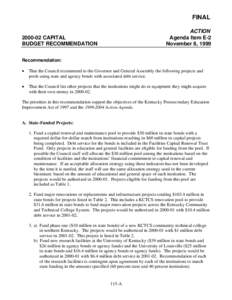 FINAL ACTION Agenda Item E-2 November 8, [removed]CAPITAL
