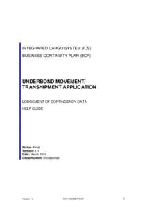 Cargo Support >ICS Outage >Business Continuity Contingency files (drop down in Phase sequence)