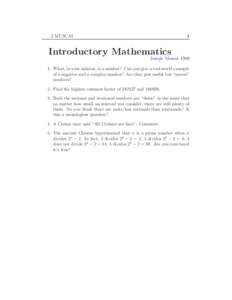 J MUSCAT  1 Introductory Mathematics