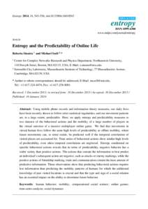 Entropy and the Predictability of Online Life