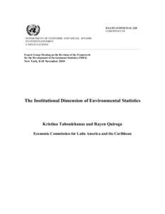 ESA/STATISTICS/AC.228 EGM-FDES/1/10 DEPARTMENT OF ECONOMIC AND SOCIAL AFFAIRS STATISTICS DIVISION UNITED NATIONS