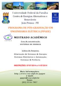 Universidade Federal da Paraíba Centro de Energias Alternativas e Renováveis João Pessoa - PB  PROGRAMA DE PÓS-GRADUAÇÃO EM