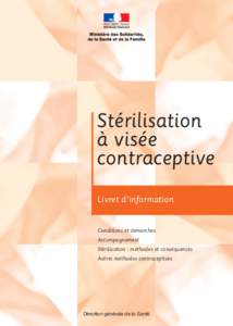 Stérilisation à visée contraceptive Livret d’information  Conditions et démarches
