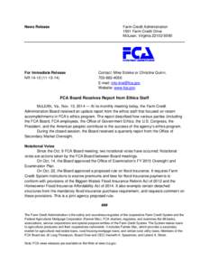 News Release  Farm Credit Administration 1501 Farm Credit Drive McLean, Virginia[removed]