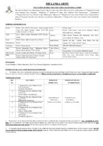 SRI LANKA ARMY INVITATION OF BIDS FOR USED VEHICLES/GENERAL GOODS The under mentioned used vehicles/general goods of the Sri Lanka Army will be offered for sale by calling tenders at 1st Regiment Sri Lanka Army Ordnance 