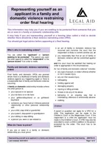 Restraining order / Magistrate / Domestic violence / Evidence / Jury / Law / Legal terms / Legal action