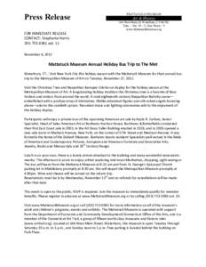 Press Release  Mattatuck Museum Art & History 144 West Main St. Waterbury, CT 06702