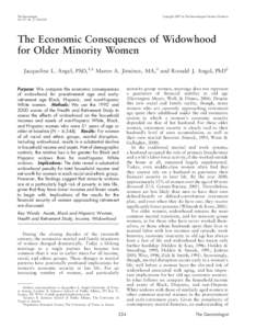 The Gerontologist Vol. 47, No. 2, 224–234 Copyright 2007 by The Gerontological Society of America  The Economic Consequences of Widowhood