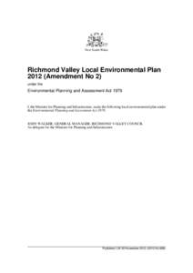 New South Wales  Richmond Valley Local Environmental Plan[removed]Amendment No 2) under the