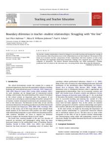 Boundary dilemmas in teacher-student relationships: Struggling with ••the line••