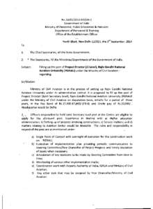 No[removed]E0(SM-1) Government of India Ministry of Personnel, Public Grievances & Pensions Department of Personnel & Training Office of the Establishment Officer North Block, New Delhi[removed], the 3 rd September, 201