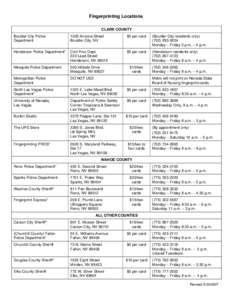 Fingerprinting Locations CLARK COUNTY Boulder City Police Department[removed]Arizona Street