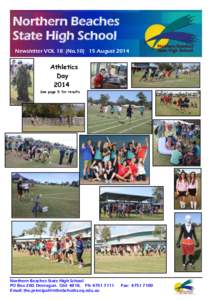Northern Beaches State High School Newsletter VOL 18 (NoAugust 2014 Athletics Day