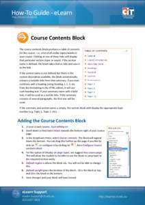 eLearn Guides - Course Contents Block