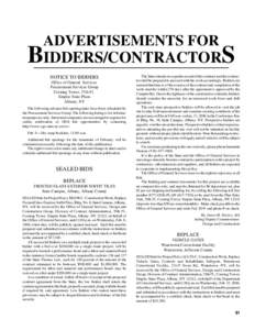 ADVERTISEMENTS FOR  BIDDERS/CONTRACTORS NOTICE TO BIDDERS Office of General Services Procurement Services Group