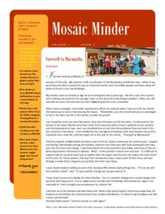 MOSAIC—NEWCOMER FAMILY RESOURCE NETWORK SPECIAL POINTS OF