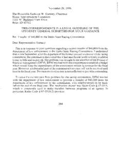 November 28, 1990 The Honorable Kathleen W. Gurnsey, Chairman House Appropriations Committee 1111 W. Highland View Drive Boise, ID[removed]THIS CORRESPONDENCE IS A LEGAL GUIDELINE OF THE