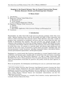 Sea Grant Law and Policy Journal, Vol. 2, No. 2 (Winter[removed]	
     Hanging in the Coastal Balance: How do Coastal Communities Choose