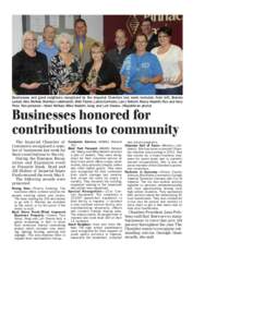 Businesses and good neighbors recognized by the Imperial Chamber last week included, from left, Brenda Ledall, Alex McNair, Merrilyn Leibbrandt, Matt Fisher, Leslie Carholm, Larry Talbott, Marcy Nesbitt, Rex and Amy Prio