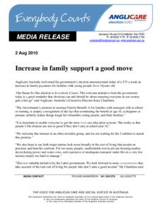 MEDIA RELEASE  Jamieson House 43 Constitution Ave REID T: [removed]F: [removed]removed], www.anglicare.asn.au