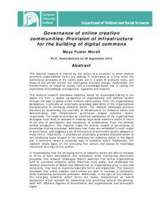 Governance of online creation communities: Provision of infrastructure for the building of digital commons