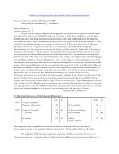 Southern Campaign American Revolution Pension Statements & Rosters Pension Application of Alexander McKinzie W8439 Transcribed and annotated by C. Leon Harris State of Kentucky } Lincoln County Sct }