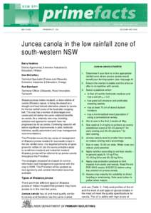 Juncea canola in the low rainfall zone of south-western NSW