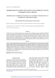 Ciência Téc. Vitiv2015  DETERMINATION OF ANTHOCYANIN CONTENT AND ANTIOXIDANT CAPACITY OF DIFFERENT GRAPE VARIETIES  DETERMINAÇÃO DA COMPOSIÇÃO ANTOCIÂNICA E DA ACTIVIDADE ANTIOXIDANTE DA UVA