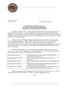 Contact: Jim KarpiakFor immediate re-release  Coachella Valley Mountains Conservancy