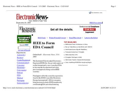 Electronic News - IEEE to Form EDA CouncilElectronic News - CA514165