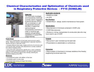 Chemical Characterization and Optimization of Chemicals used in Respiratory Protective Devices  –FY15 (93902JN)