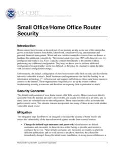 Small Office/Home Office Router Security