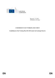 Commission Staff Working Document - Establishment of the Working Planunder the Ecodesign Directive