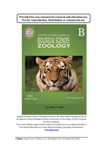 Provided for non-commercial research and education use. Not for reproduction, distribution or commercial use. Vol. 10 NoEgyptian Academic Journal of Biological Sciences is the official English language journa