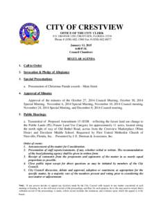 CITY OF CRESTVIEW OFFICE OF THE CITY CLERK P.O. DRAWER 1209, CRESTVIEW, FLORIDAPhone # (Fax # (January 12, 2015