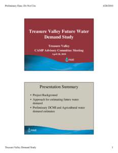 Preliminary Data- Do Not Cite[removed]Treasure Valley Future Water Demand Study