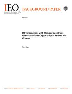 BP[removed]IMF Interactions with Member Countries: Observations on Organizational Review and Change